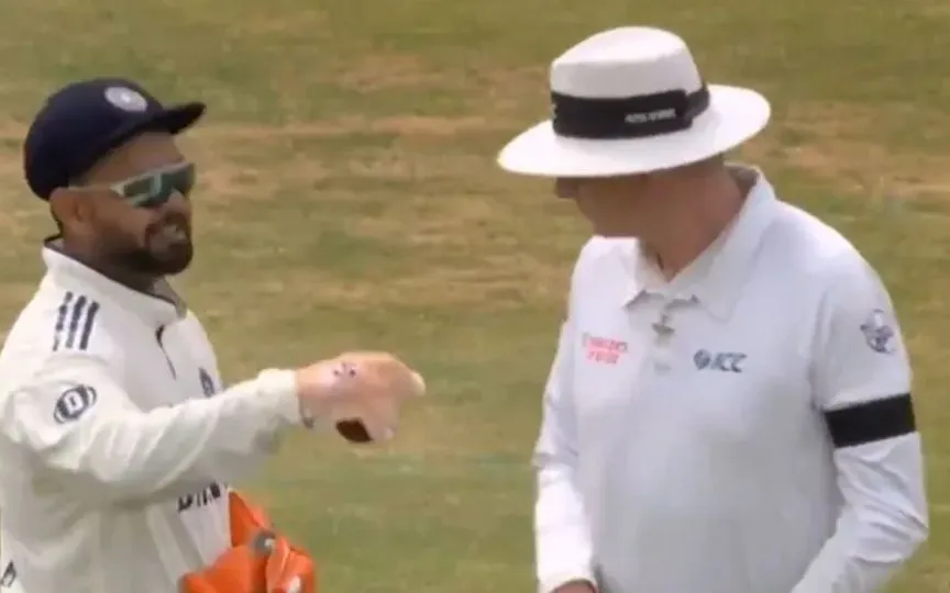 Rishabh Pant engages in a heated moment with umpire [Source: @ImMD45/X.com]